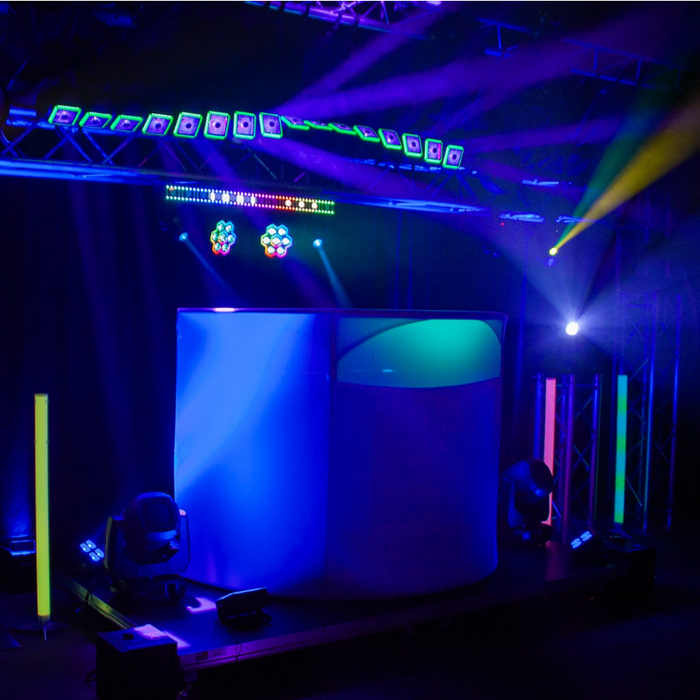 JMAZ Lighting JZ5010 Command Booth Event Facade with Black and White Scrims