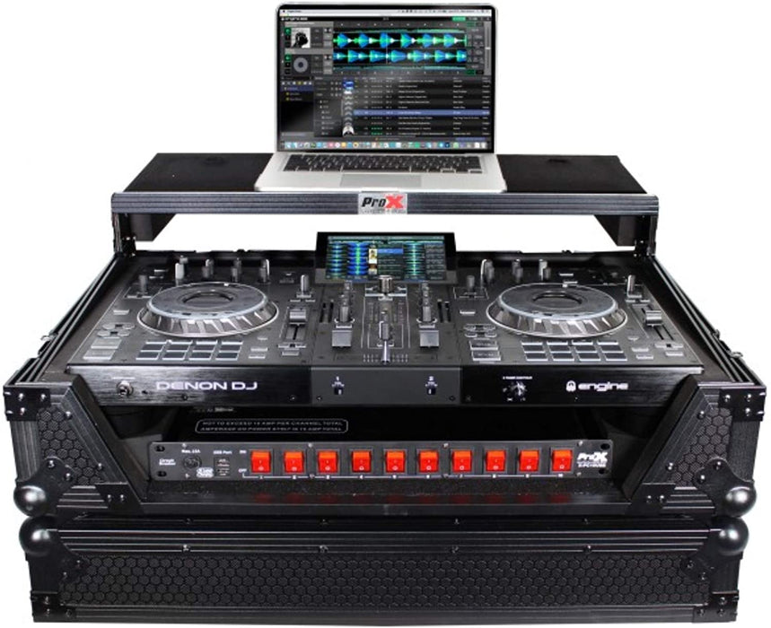 ProX XS-PRIME2 LTBL Flight Case for Denon Prime 2 Standalone DJ System with Sliding Laptop Shelf - Black on Black Design (Open Box)
