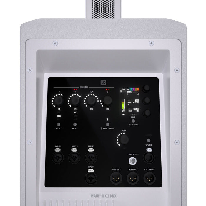 LD Systems MAUI 11 G3 MIX Portable 2060W Powered Column PA System (White)