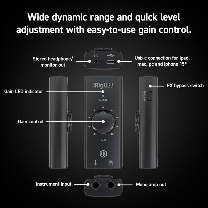 IK Multimedia iRig USB Guitar Audio Interface with USB-C
