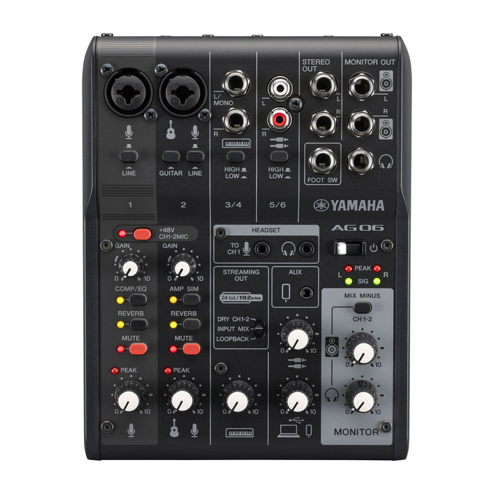 Yamaha AG06MK2 6-Channel Mixer and USB Audio Interface (Black) (Open Box)