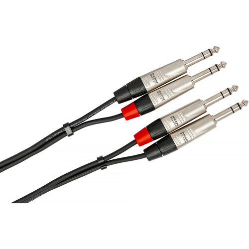Hosa Technology Pro Dual 1/4" TRS Male to Dual 1/4" TRS Male Stereo Audio Cable (3')