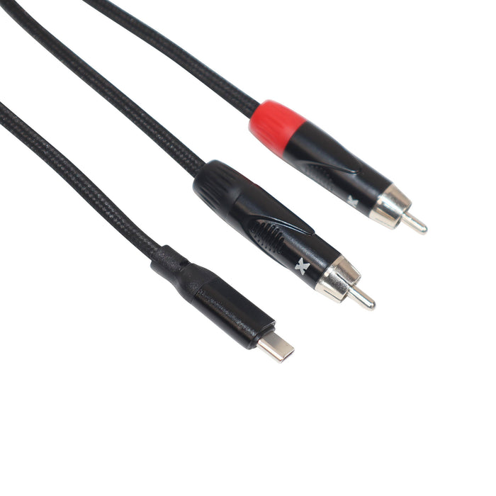 ProX 6FT USB-C to Dual RCA Smartphone and Laptop to Mixer, Amplifier, Powered Speaker and Console Interface