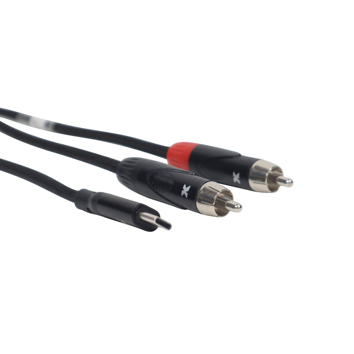 ProX 6FT USB-C to Dual RCA Smartphone and Laptop to Mixer, Amplifier, Powered Speaker and Console Interface
