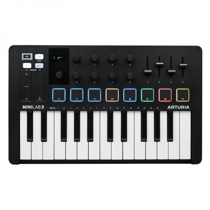 Arturia MiniLab 3 Compact MIDI Keyboard and Pad Controller (Black)