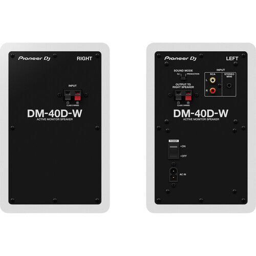 Pioneer DJ DM-40D 4" Two-Way Active Desktop Monitor System (Pair, White)