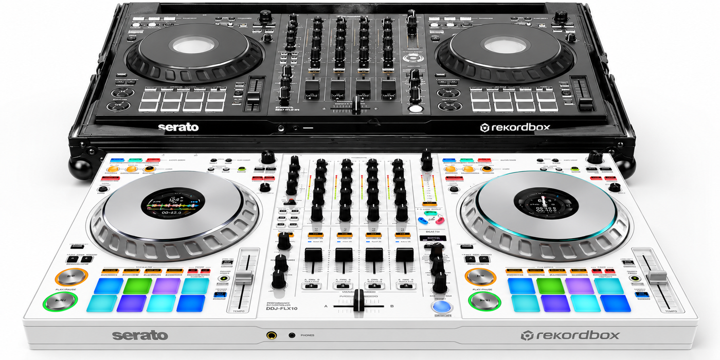 Pioneer DJ DDJ-FLX10-W Limited Edition - 4-channel DJ controller + Odyssey Industrial Board Flight Case