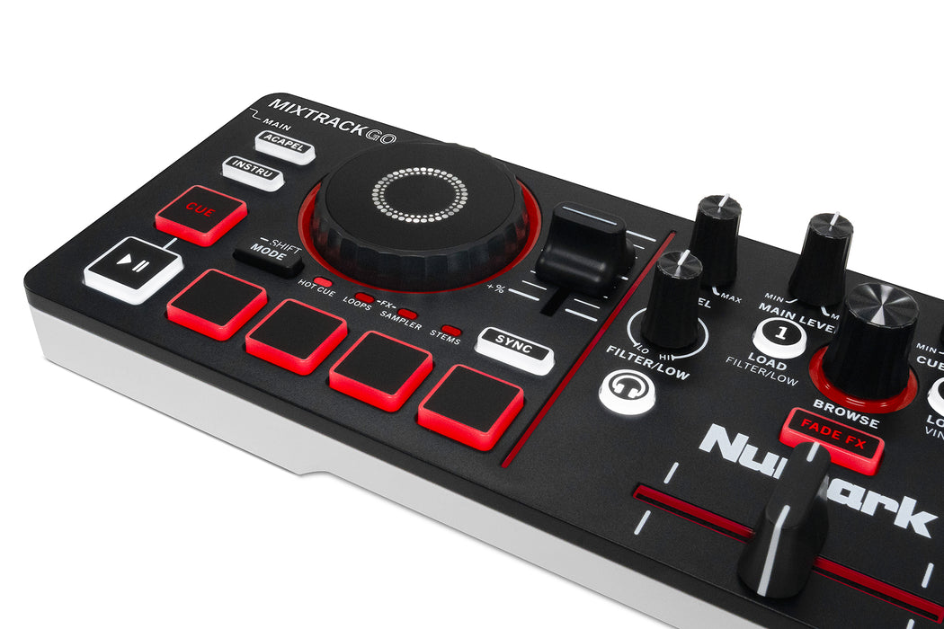 Numark MixTrack Go Ultra-Portable 2-Deck DJ Controller with Stems Control
