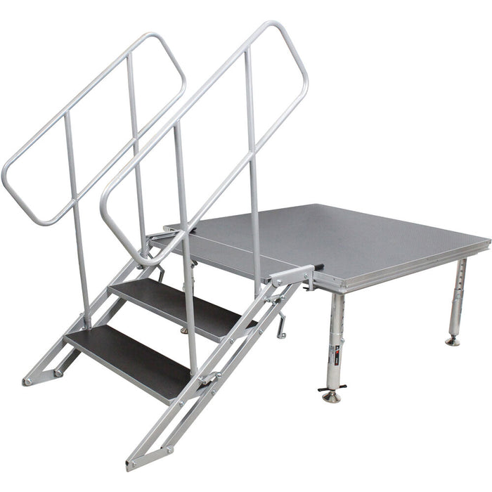 ProX StageQ 3-Step Foldable Stairs with Handrail (18 to 28")