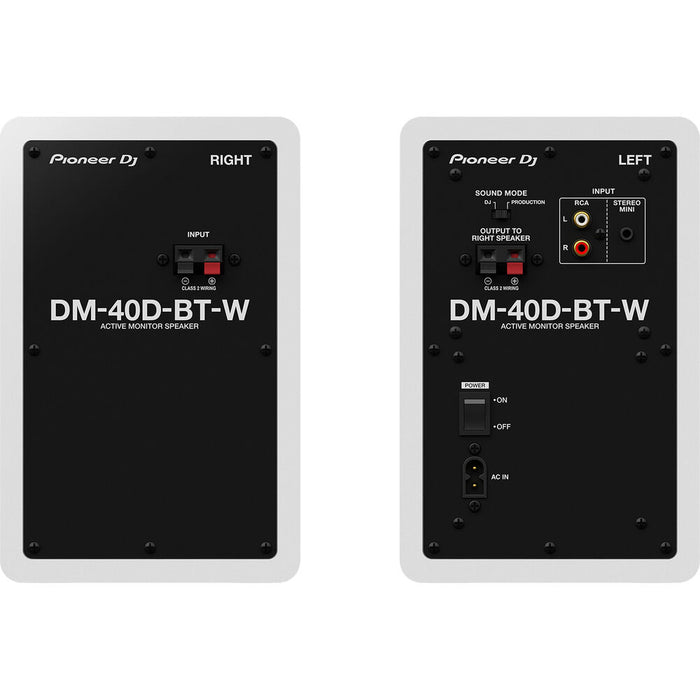 Pioneer DJ DM-40D-BT 4" Two-Way Active Desktop Monitor System with Bluetooth (Pair, White)