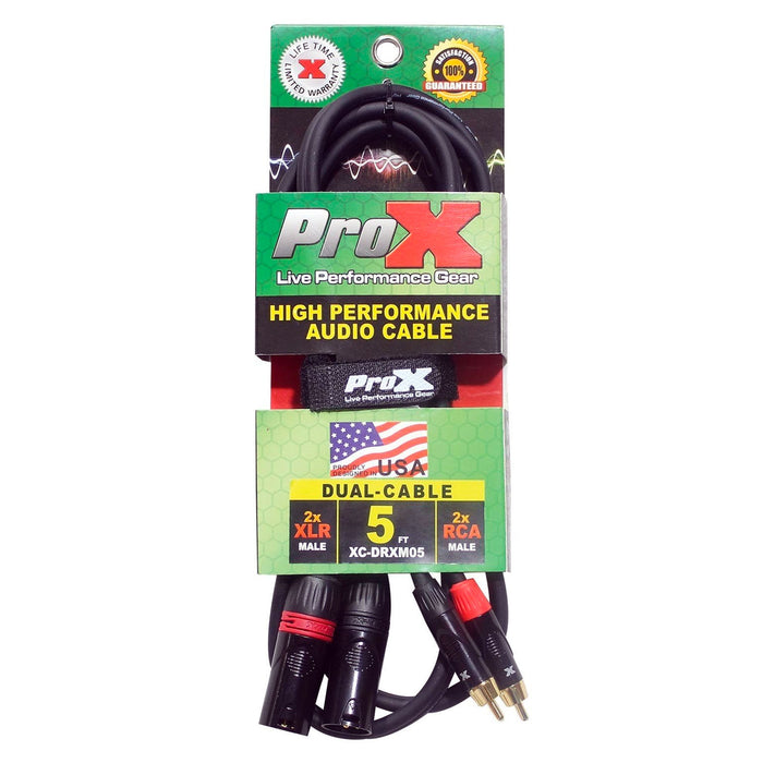 ProX 5FT Dual RCA to Dual XLR-Male Cable [XC-DRXM05] (Open Box)