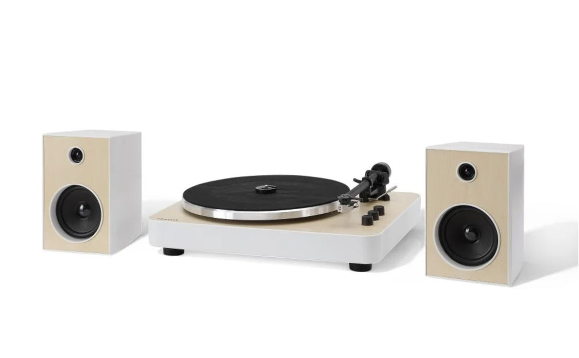 Crosley T170A-WH Automatic Belt-Drive 2-Speed Bluetooth Turntable Shelf System with Stereo Speakers, White