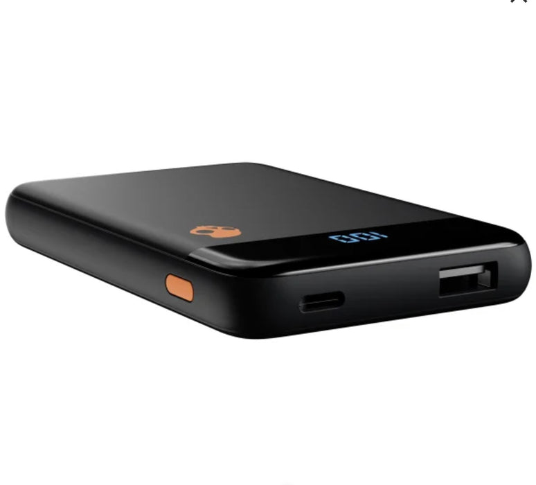 Skullcandy Stash Mini 5,000 mAh USB-A to USB-C Portable Charger with Split Charging Cable (Black/Orange)