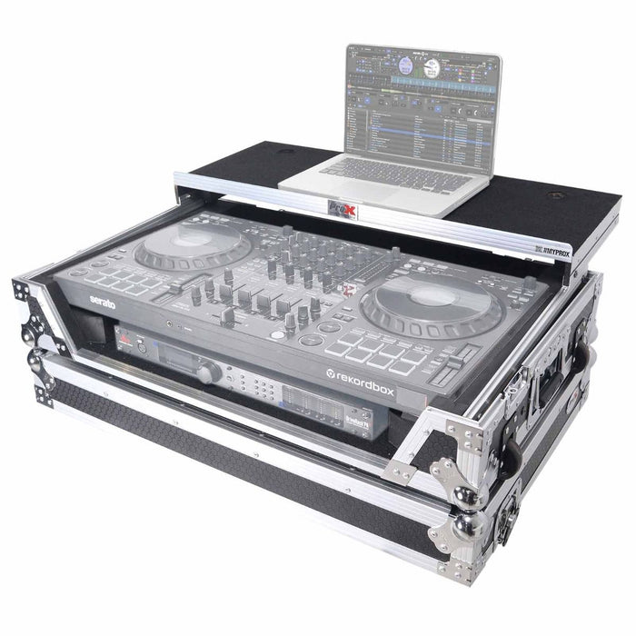 ProX XS-DDJFLX10WLT Flight Style Road Case for Pioneer DDJ-FLX10 DJ Controller with Laptop Shelf 1U Rack Space and Wheels (Open Box)