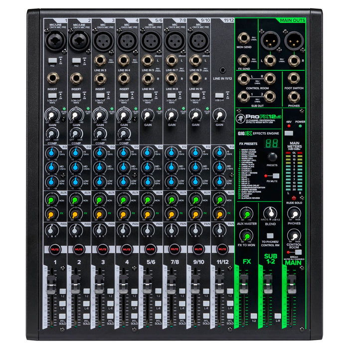 Mackie ProFXv3 Series, 12-Channel Professional Effects Mixer with USB, Onyx Mic Preamps and GigFX effects engine - Unpowered (ProFX12v3) (Open Box)