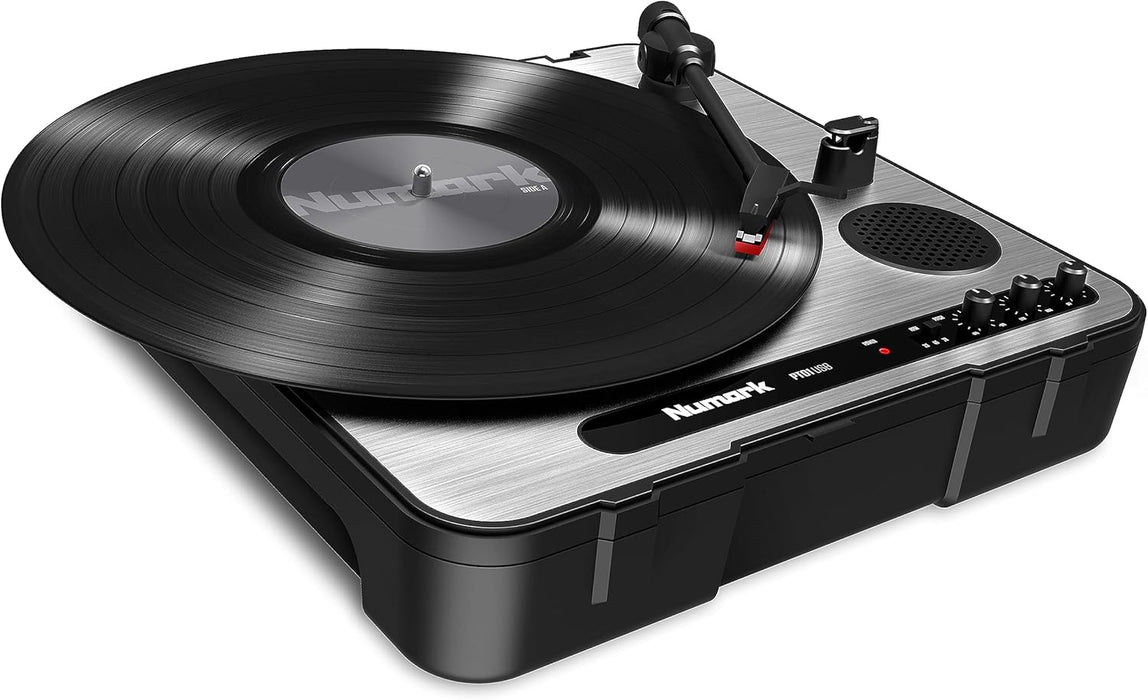 Numark PT01USB - Portable Vinyl Record Player, USB Turntable With Built In Speaker (Open Box)