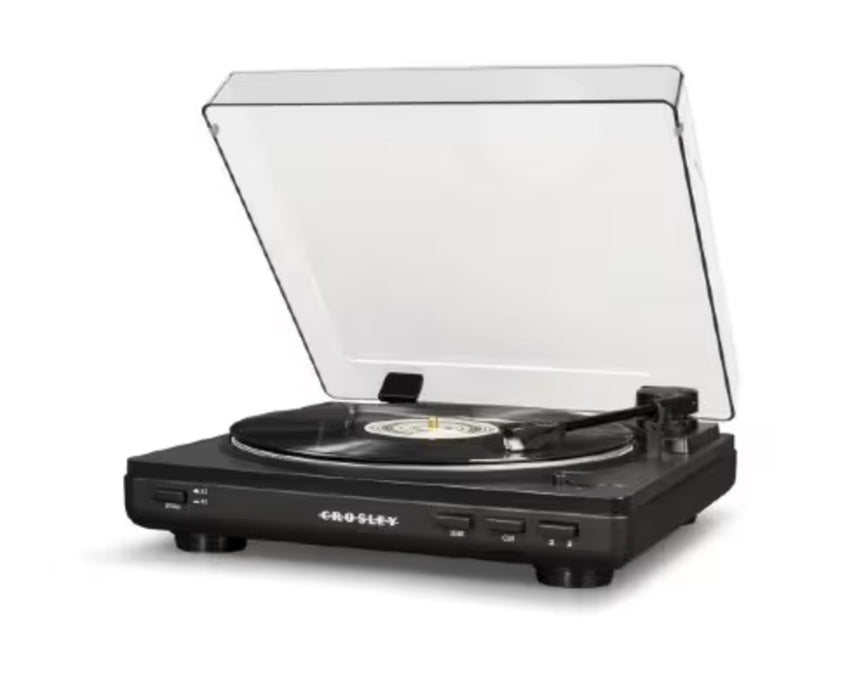 Crosley T400D-BK Fully Automatic Bluetooth 2-Speed Turntable Record Player with Built-in Preamp, Black