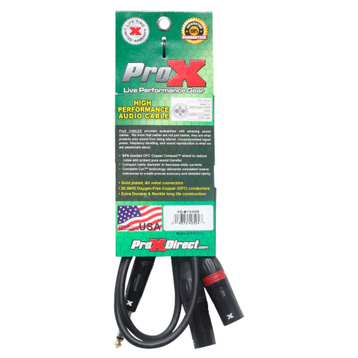 ProX - 1/4" TRS Stereo to DUAL XLR Y 5ft Cable (Open Box)