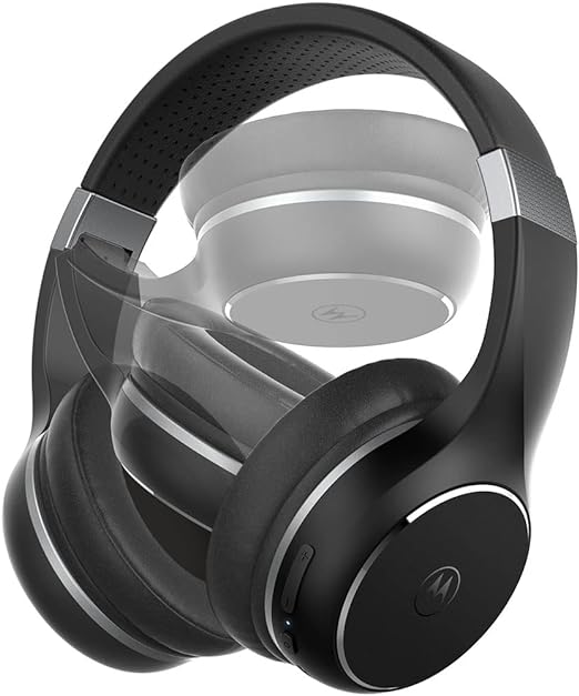 Motorola Escape 220 - Wireless Bluetooth Headphones (HD Sound, Integrated Microphone, 23 Hours of Playtime, Noise Isolation, Foldable and Compact), Black