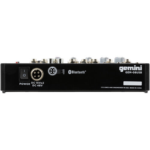 Gemini GEM-8USB Compact 8-Channel Bluetooth Audio Mixer with USB (Open Box)
