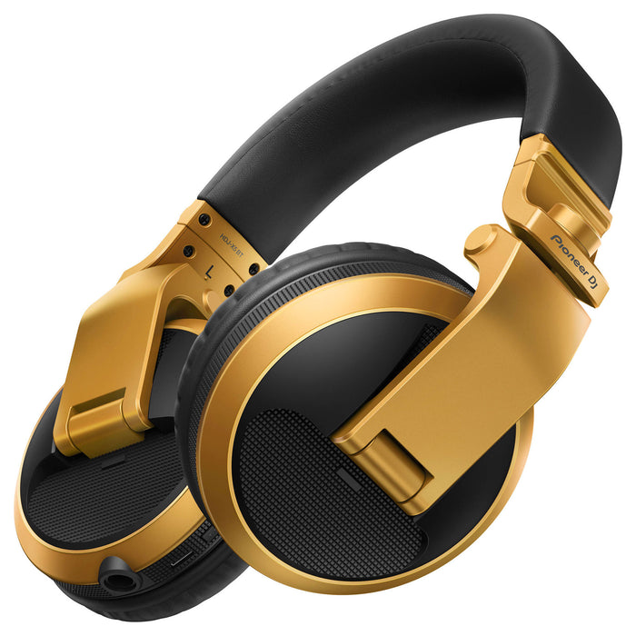 Pioneer DJ HDJ-X5BT-N - Closed-back, Bluetooth-compatible, Circumaural DJ Headphones with 40mm Drivers, 5Hz-30kHz Frequency Range, Detachable Cable, and Carry Pouch - Gold (Open Box)