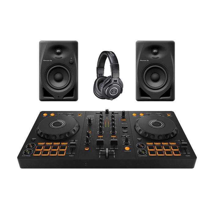 Pioneer DJ DDJ-FLX4 + Audio Technica ATH-M40X + Pioneer DJ DM-40D + Free Dj Class
