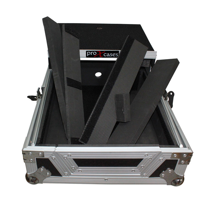 ProX XS-M12LT Mixer ATA Flight Hard Case for Large Format 12" Universal DJ Mixer with Laptop Shelf