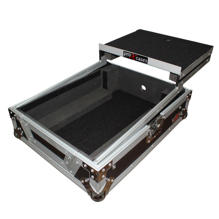 ProX XS-M12LT Mixer ATA Flight Hard Case for Large Format 12" Universal DJ Mixer with Laptop Shelf