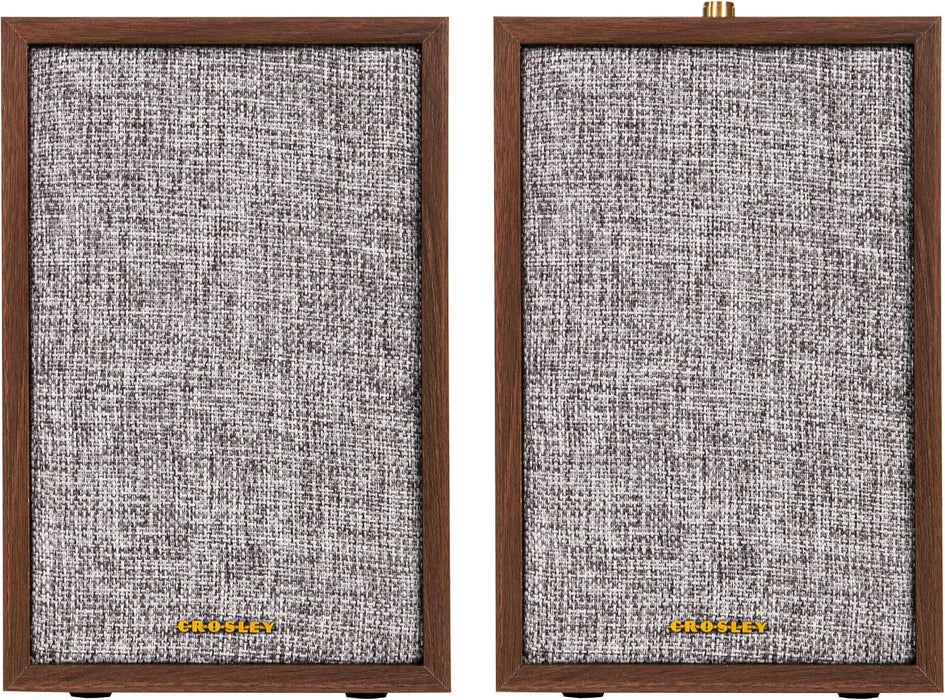 Crosley S200A-WA 4" Active Powered Bluetooth Stereo Speakers with Optical, USB, and Aux Connections, Walnut