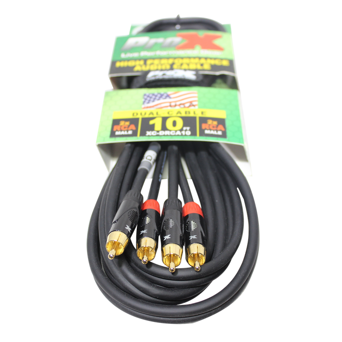 PROX (XC-DRCA10) 10 FT. UNBALANCED DUAL RCA-M TO DUAL RCA-M HIGH PERFORMANCE AUDIO CABLE (Open Box)