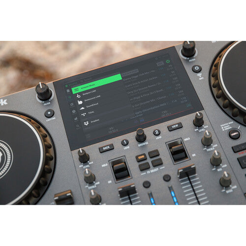 Numark Mixstream Pro Go - Standalone DJ Controller with Battery, DJ Mixer, Speakers, Amazon Music Unlimited, WiFi, Touchscreen, Works with Serato DJ (Open Box)
