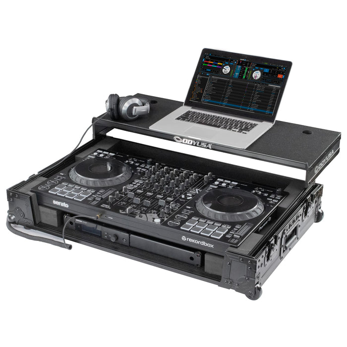 Odyssey Black Label DDJ-FLX10 1U Flight Case with Glide Style Laptop Platform and Corner Wheels (Open Box)