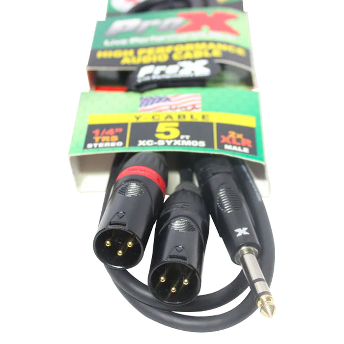 ProX - 1/4" TRS Stereo to DUAL XLR Y 5ft Cable (Open Box)