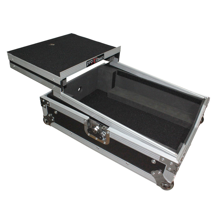 ProX XS-M12LT Mixer ATA Flight Hard Case for Large Format 12" Universal DJ Mixer with Laptop Shelf