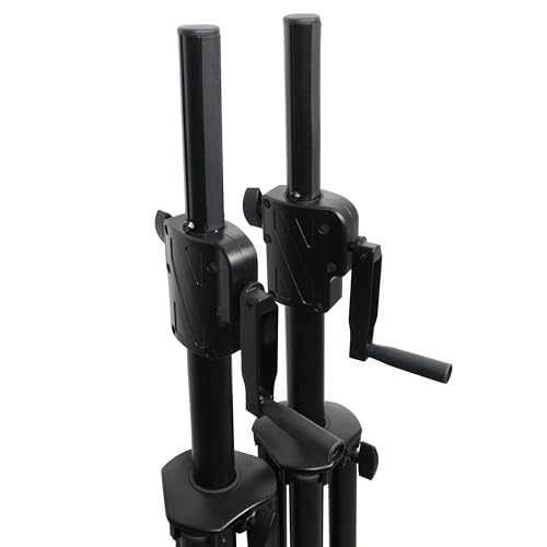 Prox T-SS21CX2 PKG 6' Ft Twin Pack Professional Telescoping Crank Up Speaker Stand Set with Carrying Bag Black Finish