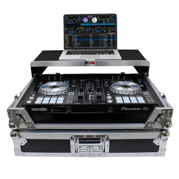 ProX Flight Case for Pioneer DDJ-SR2 Controller with Laptop Shelf and LED Kit (Silver-on-Black) (Open Box)