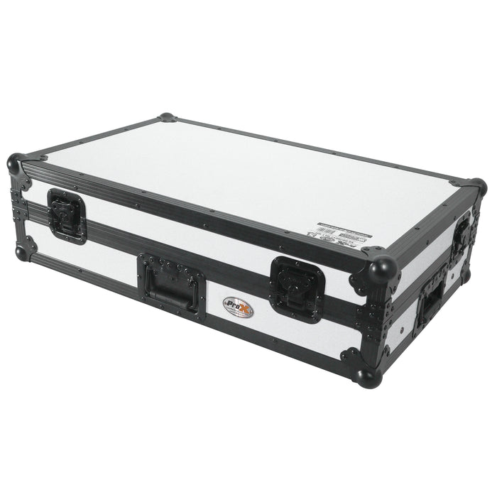 ProX ATA Flight Style Road Case For Pioneer DDJ-FLX10 DJ Controller with Laptop Shelf 1U Rack Space and Wheels White Black Finish (Open Box)
