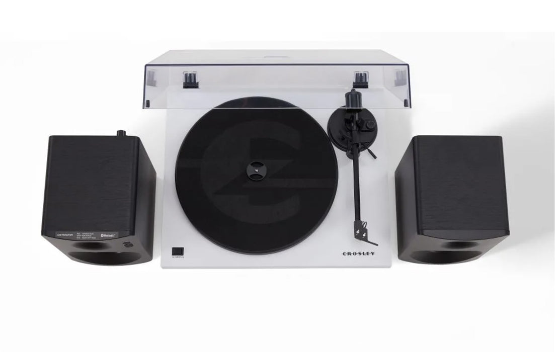 Crosley KT6101-WH Belt-Drive Bluetooth Turntable with Built-in Preamp and Included Speakers, White