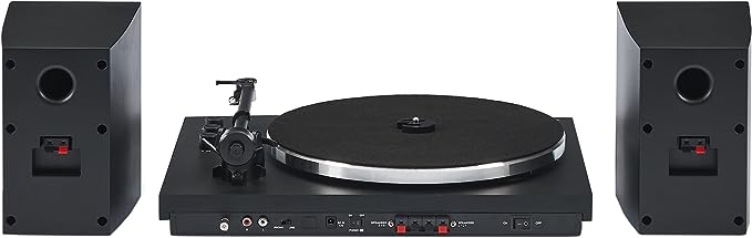 Crosley T150C-BK 2-Speed Bluetooth Turntable Record Player System with Weighted Tone Arm and Stereo Speakers, Black (Open Box)