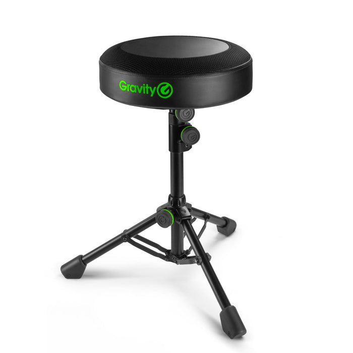 Gravity FD SEAT 1 Round Musicians Stool Foldable, Adjustable Height, Black (GFDSEAT1) (Open Box)