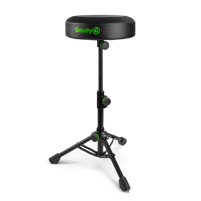 Gravity FD SEAT 1 Round Musicians Stool Foldable, Adjustable Height, Black (GFDSEAT1) (Open Box)