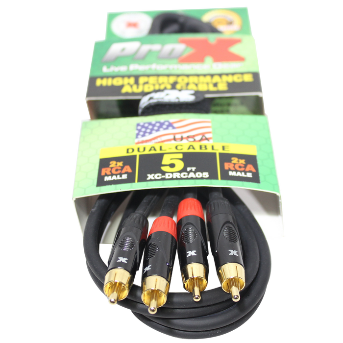 ProX 5 FT. UNBALANCED DUAL RCA-M TO DUAL RCA-M HIGH PERFORMANCE AUDIO CABLE (XC-DRCA05) (Open Box)