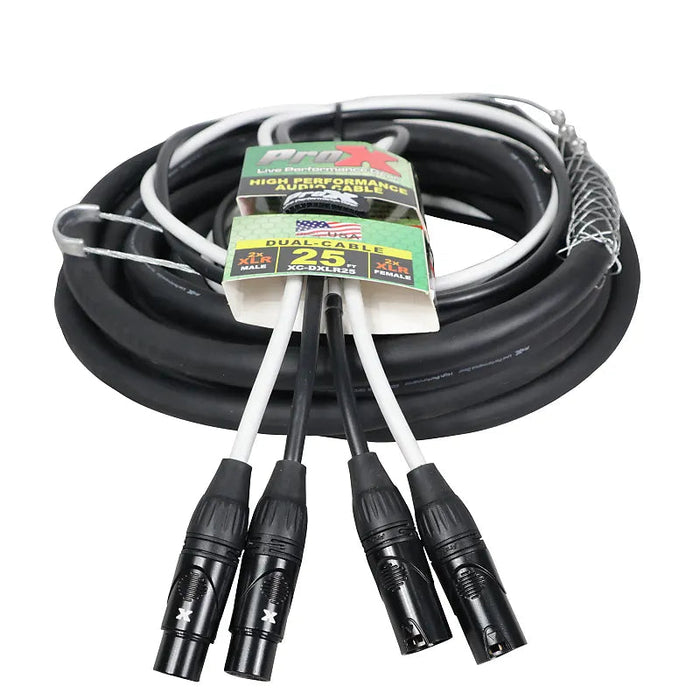 ProX XC-DXLR25 - 25 Ft. Balanced Dual XLR-M to Dual XLR-F High Performance Audio Cable (Open Box)