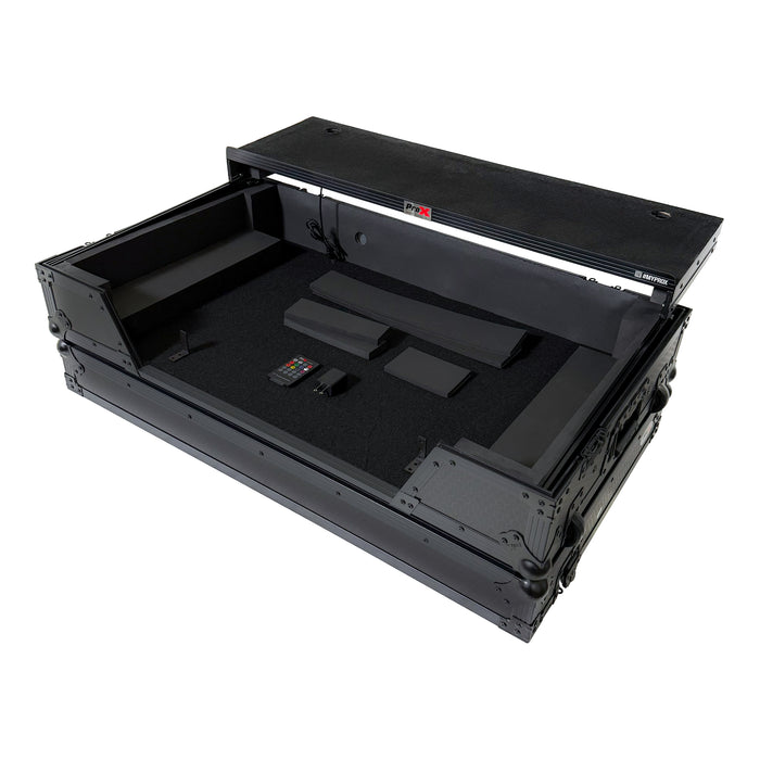 ProX ATA Flight Case For Pioneer XDJ-AZ DJ Controller with Laptop Shelf 1U Rack Space, Wheels and LED - Black