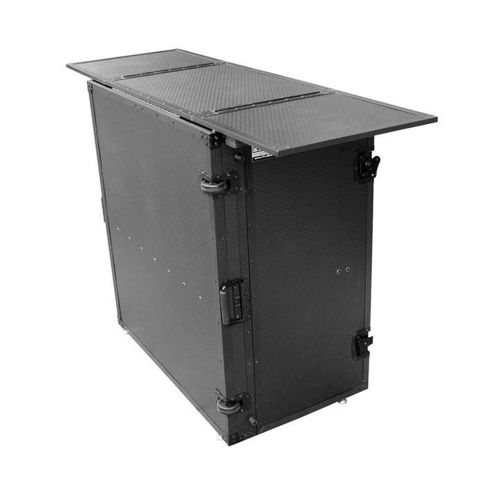 ProX Transformer Series Fold-Away DJ Performance Desk Facade with Wheels (Black/Black) (Open Box)