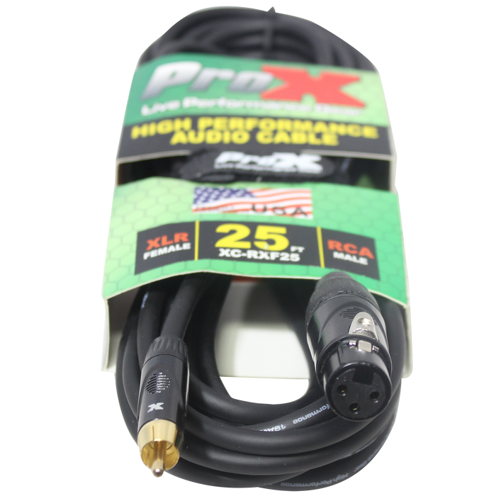 ProX 25 Ft. Unbalanced RCA to XLR3-F High Performance Audio Cable (Open Box)