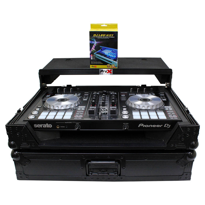 ProX Flight Case for Pioneer DDJ-SR2 Controller with Laptop Shelf and LED Kit (Black-on-Black) (Open Box)