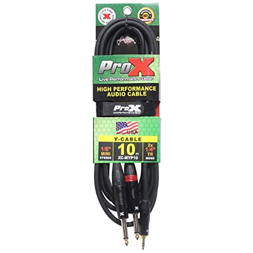 Pro X 10 Ft. Unbalanced 3.5mm. Mini-TRS to Dual TS-M High Performance Audio Y Cable (Open Box)