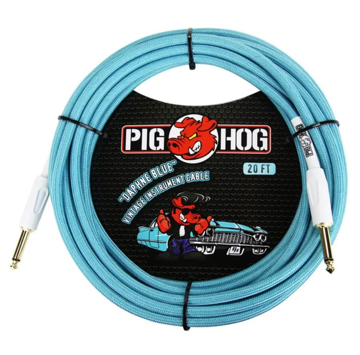 Pig Hog PCH20DB Daphne Blue Instrument Cable, 20 Feet