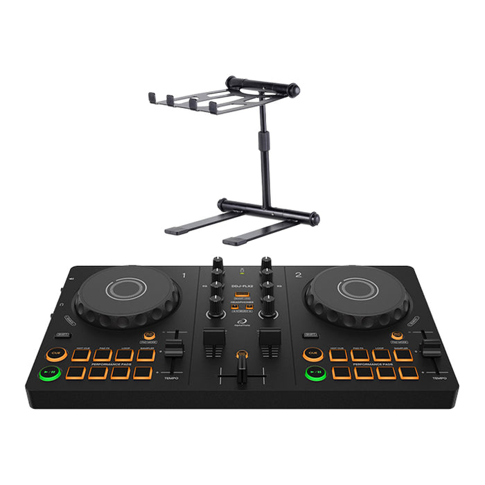 AlphaTheta DDJ-FLX2 DJ Controller + Headliner Noho Laptop Stand